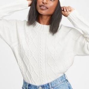 Gap Cropped Cable Knit Cotton Sweater
